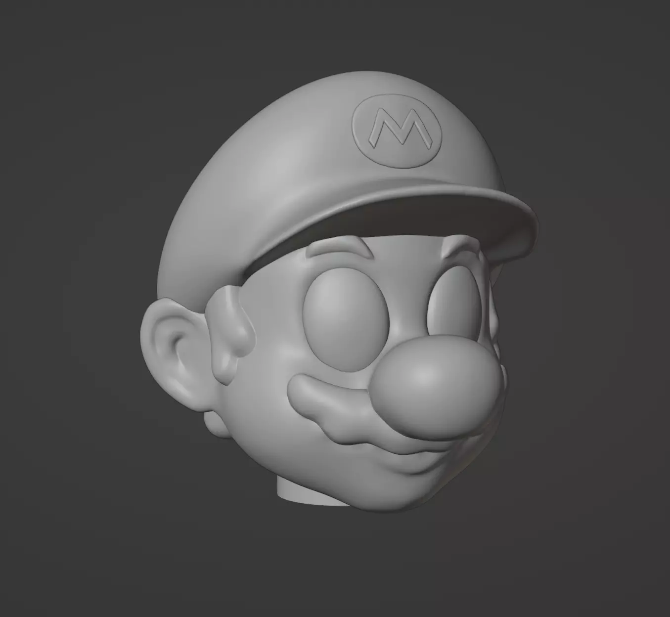 Super Mario Nintendo Head Figure Bust no Texture and Materials 3D model_0
