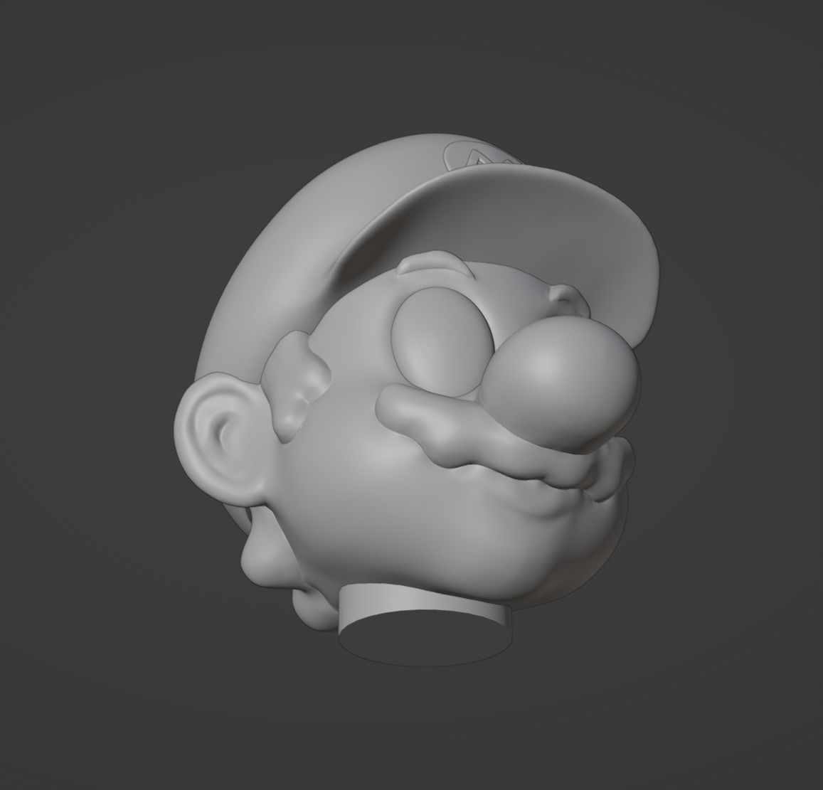 Super Mario Nintendo Head Figure Bust no Texture and Materials 3D model_3