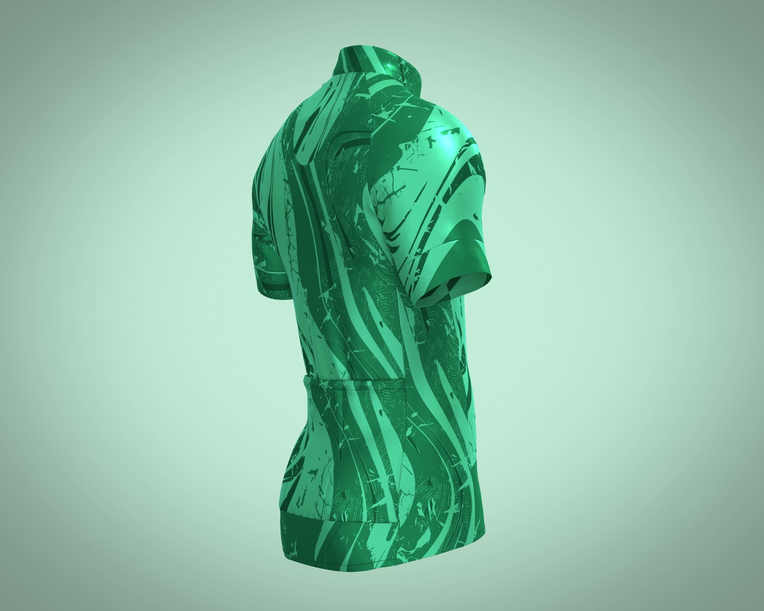 Mens Cycling Jersey-Green Printed 3D model_2