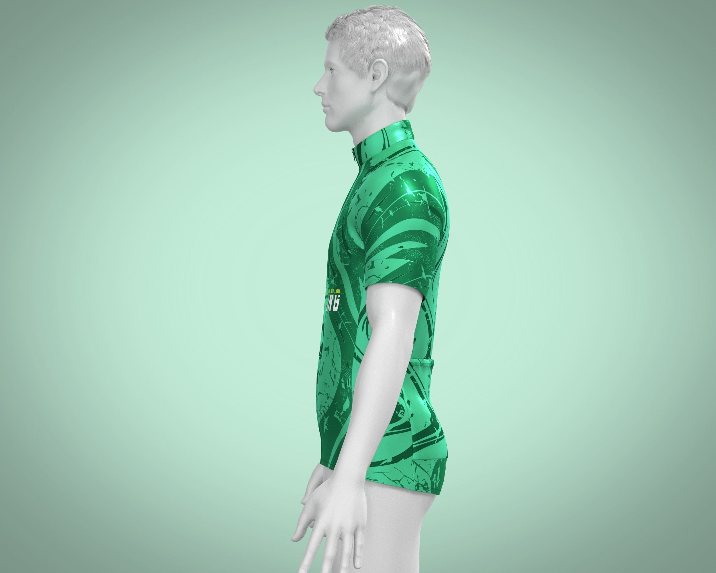 Mens Cycling Jersey-Green Printed 3D model_9