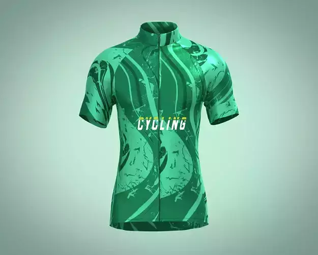 Mens Cycling Jersey-Green Printed 3D model