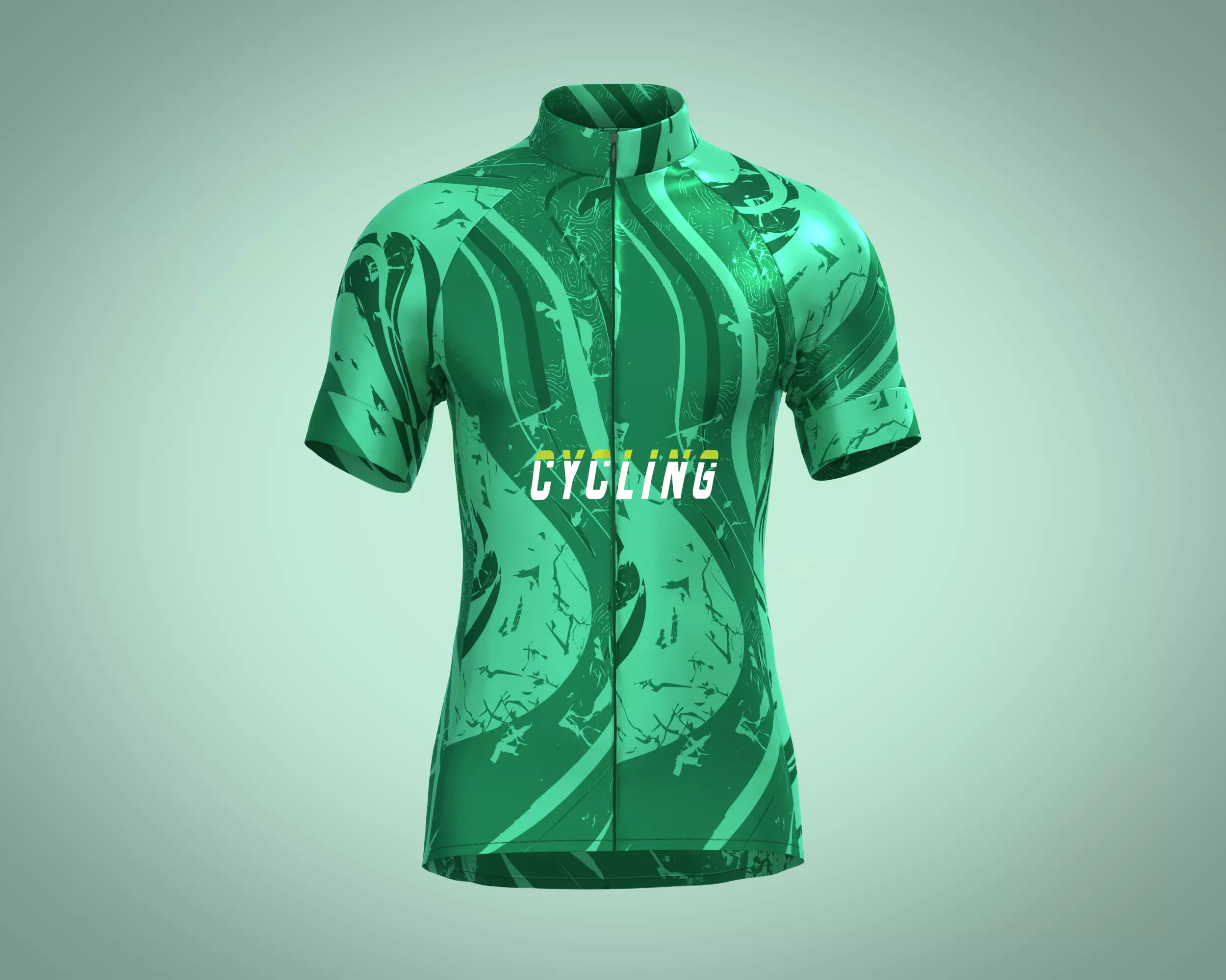 Mens Cycling Jersey-Green Printed 3D model_0