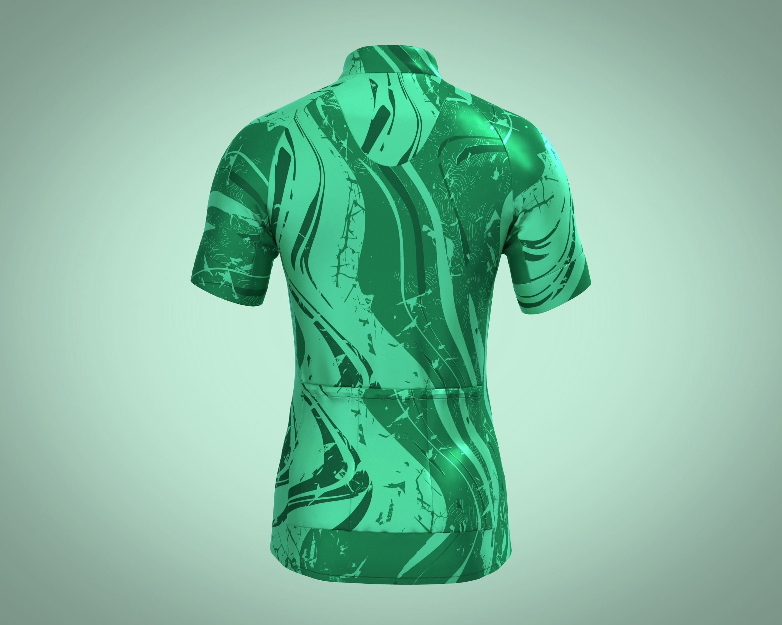 Mens Cycling Jersey-Green Printed 3D model_3