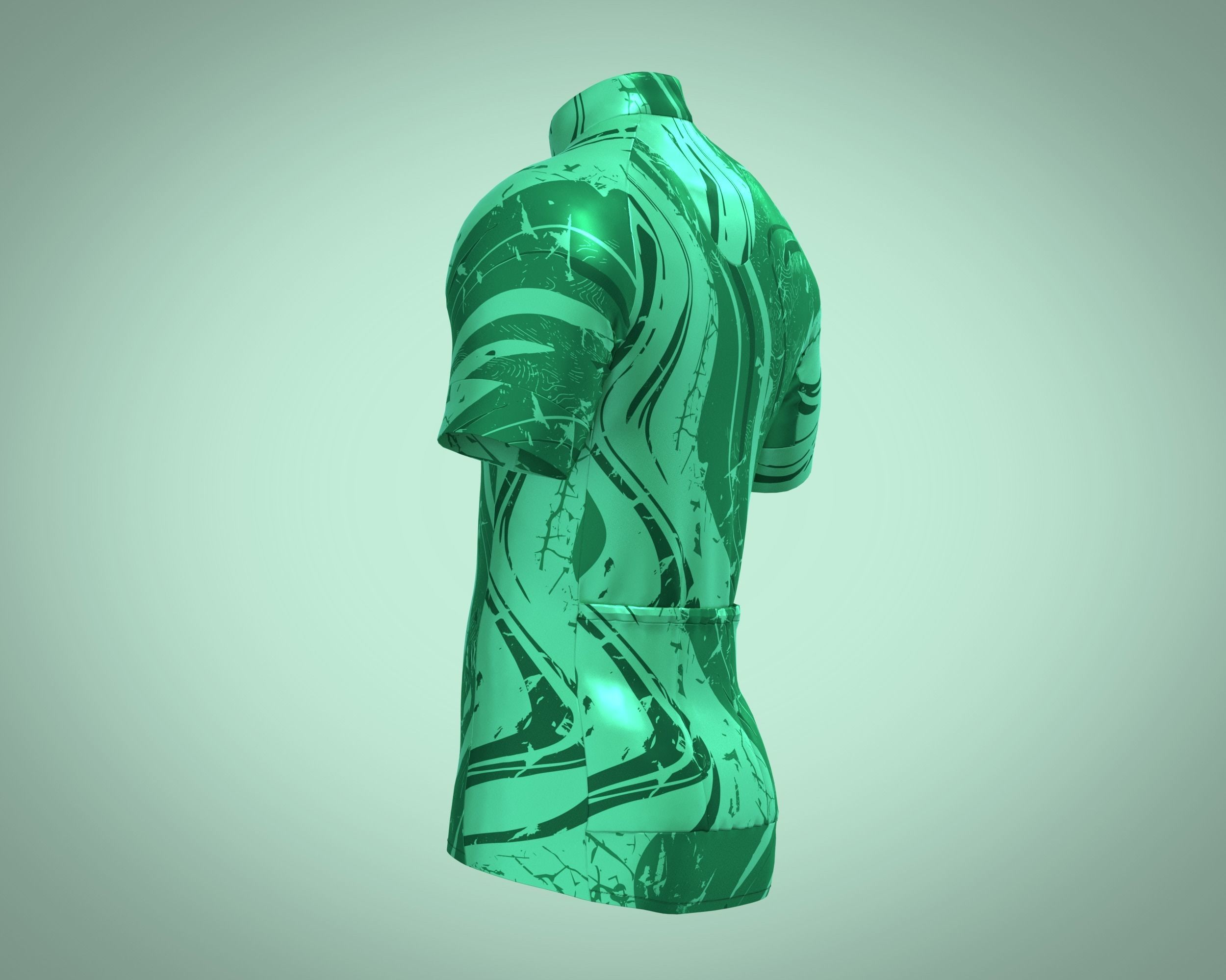 Mens Cycling Jersey-Green Printed 3D model_4