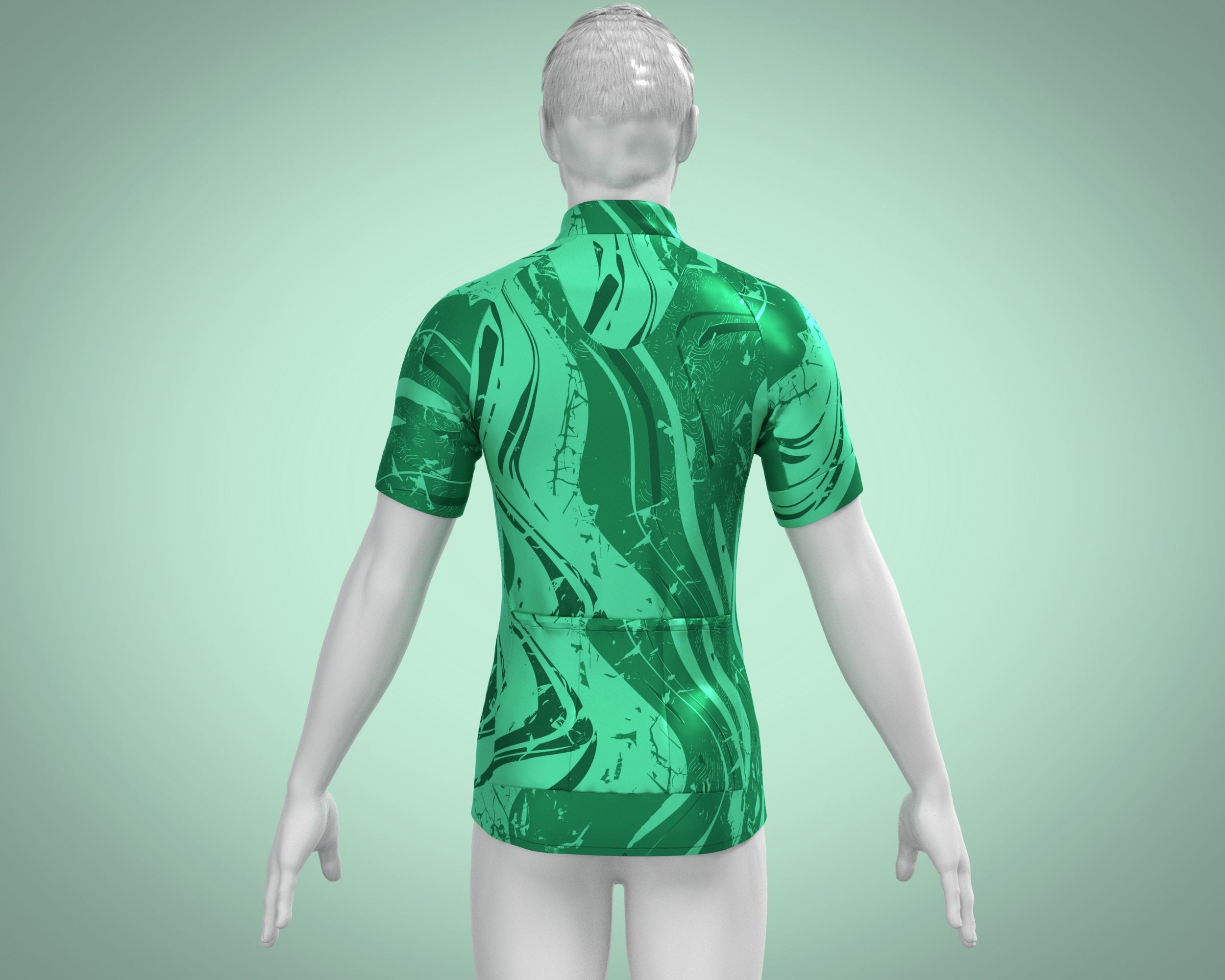 Mens Cycling Jersey-Green Printed 3D model_7