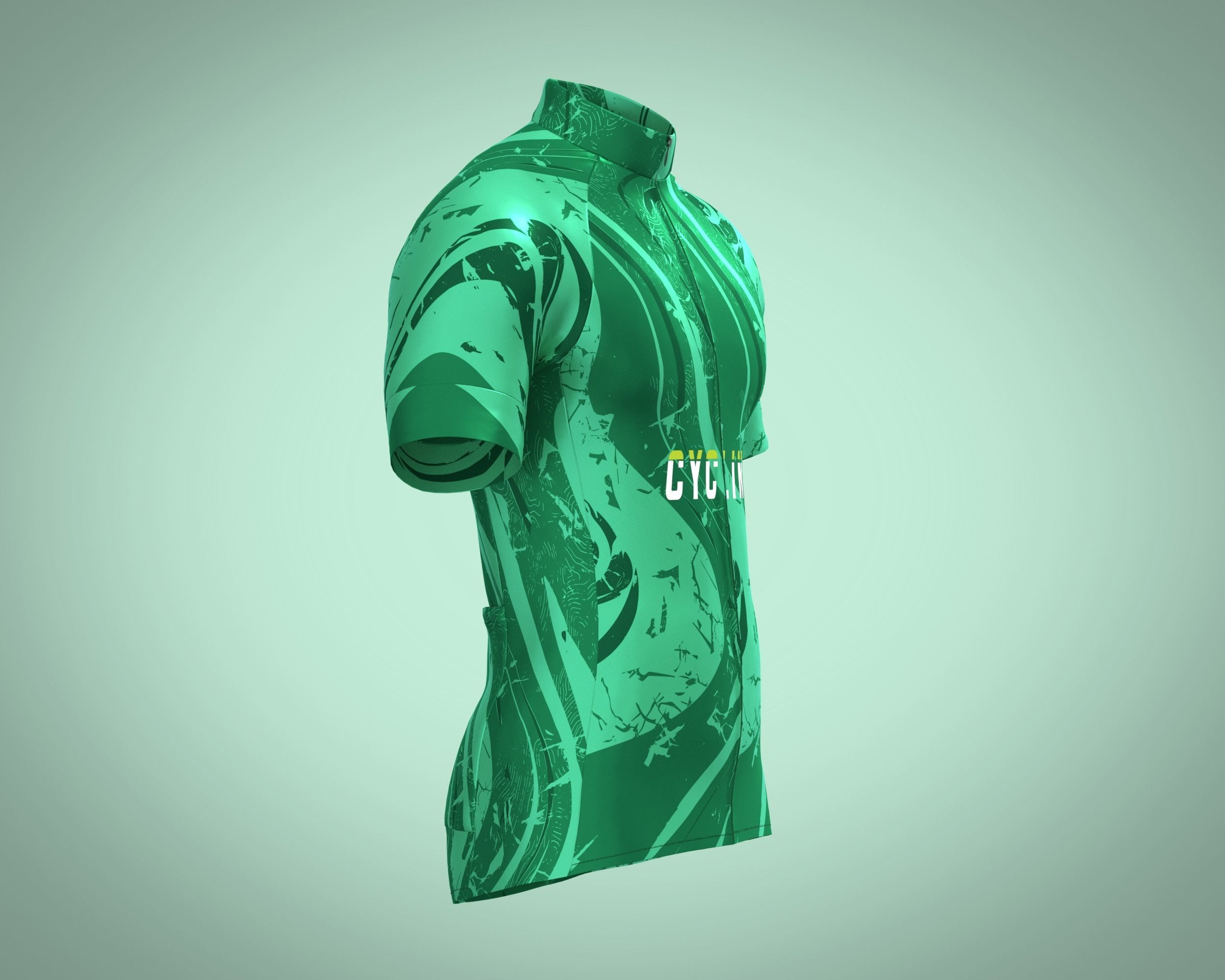 Mens Cycling Jersey-Green Printed 3D model_1