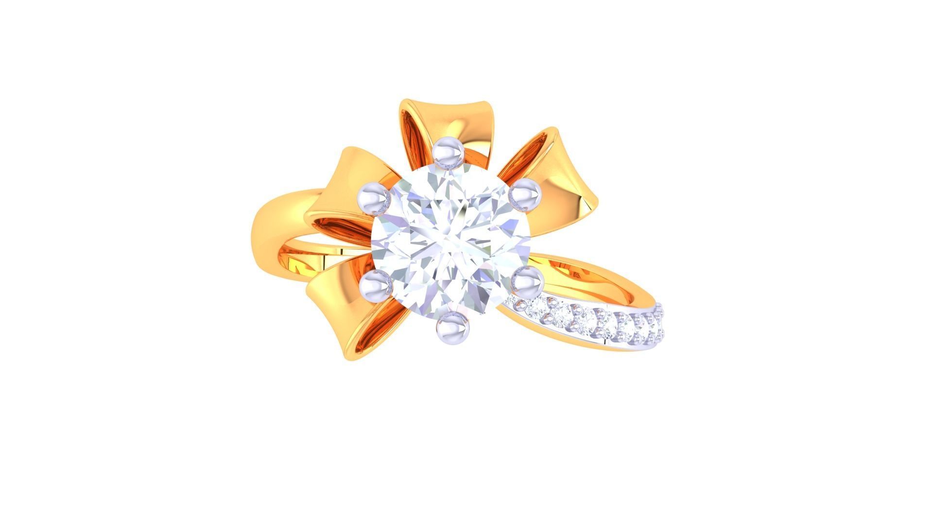 Women Solitaire Ring 3dm stl 3mf mtl gltf glb obj render 3D print model_7