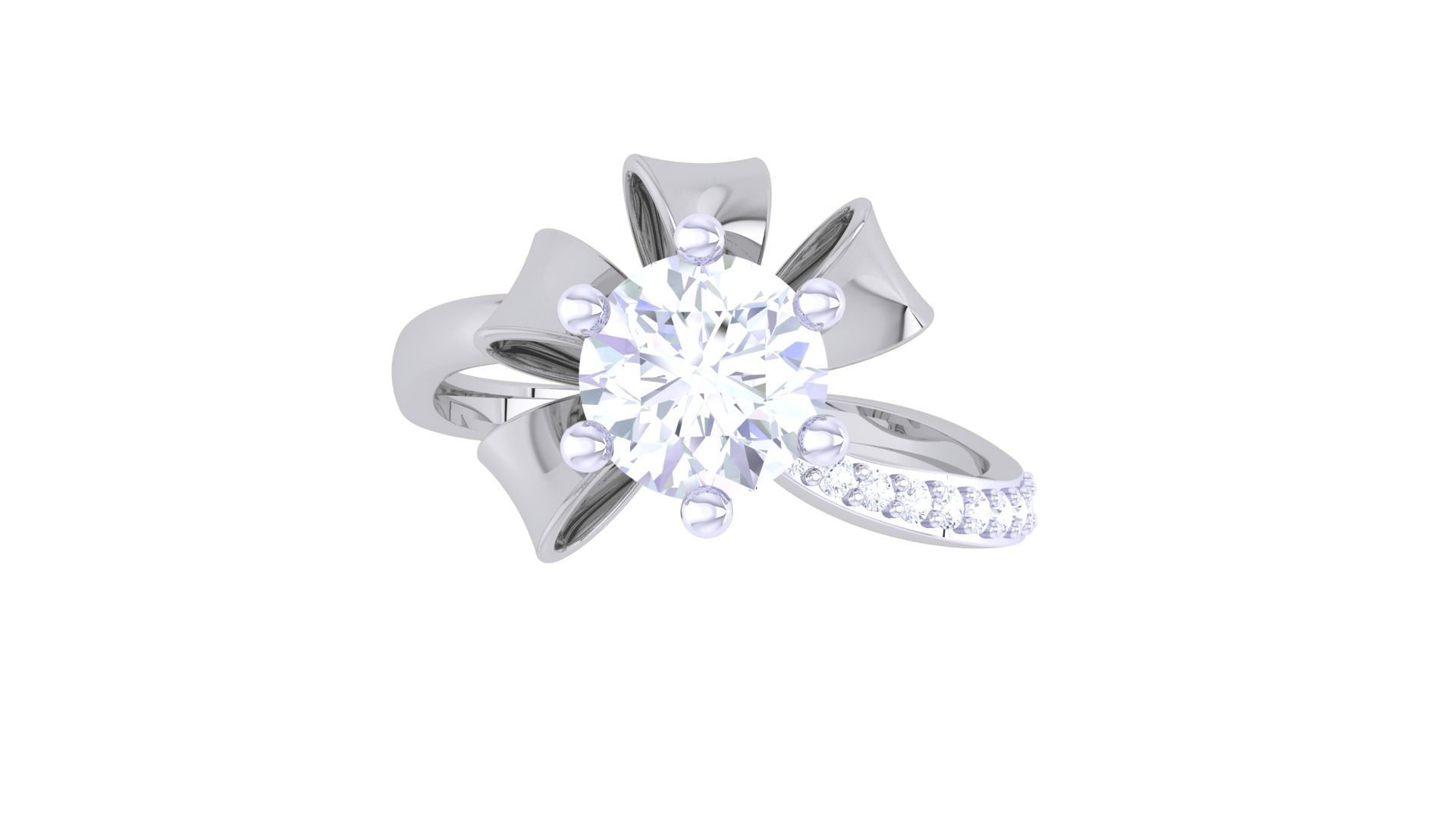 Women Solitaire Ring 3dm stl 3mf mtl gltf glb obj render 3D print model_8