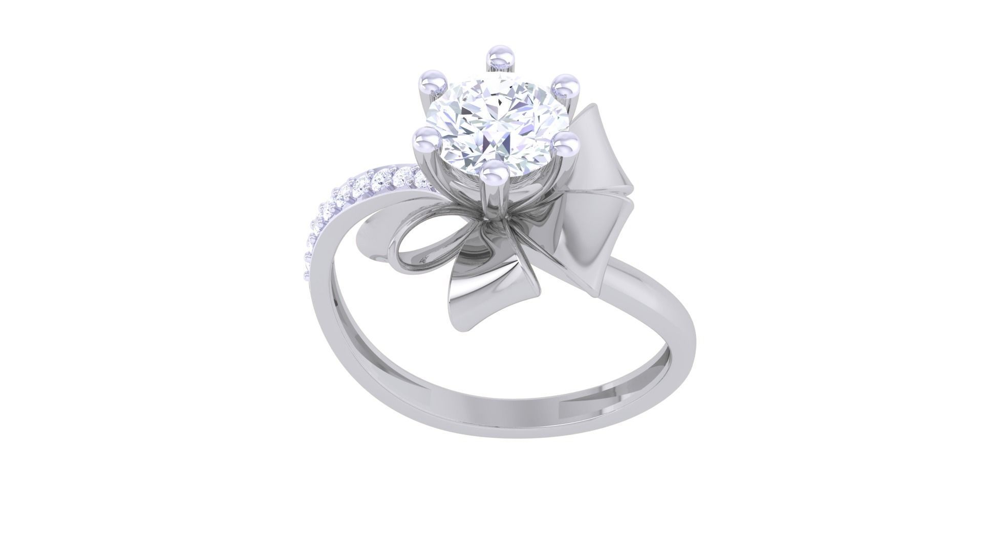 Women Solitaire Ring 3dm stl 3mf mtl gltf glb obj render 3D print model_6