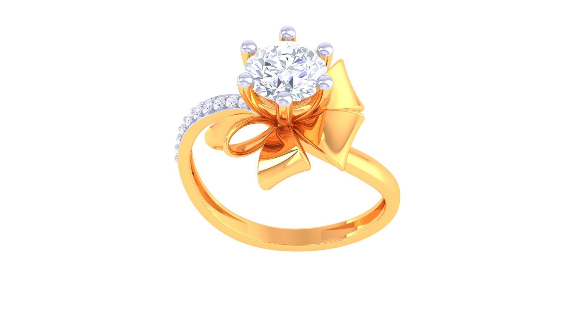 Women Solitaire Ring 3dm stl 3mf mtl gltf glb obj render 3D print model_5