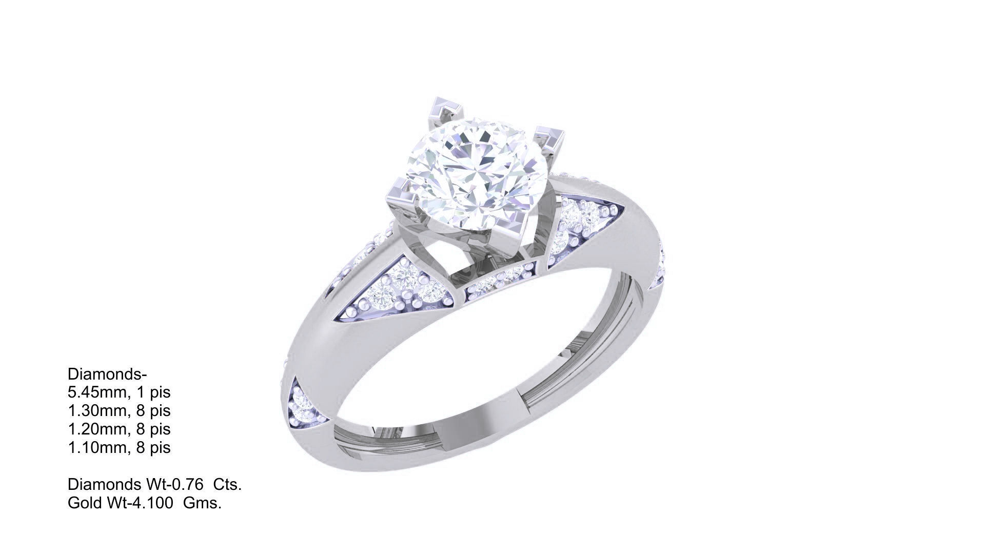 Women Solitaire Ring 3dm stl 3mf mtl gltf glb obj render 3D print model_2