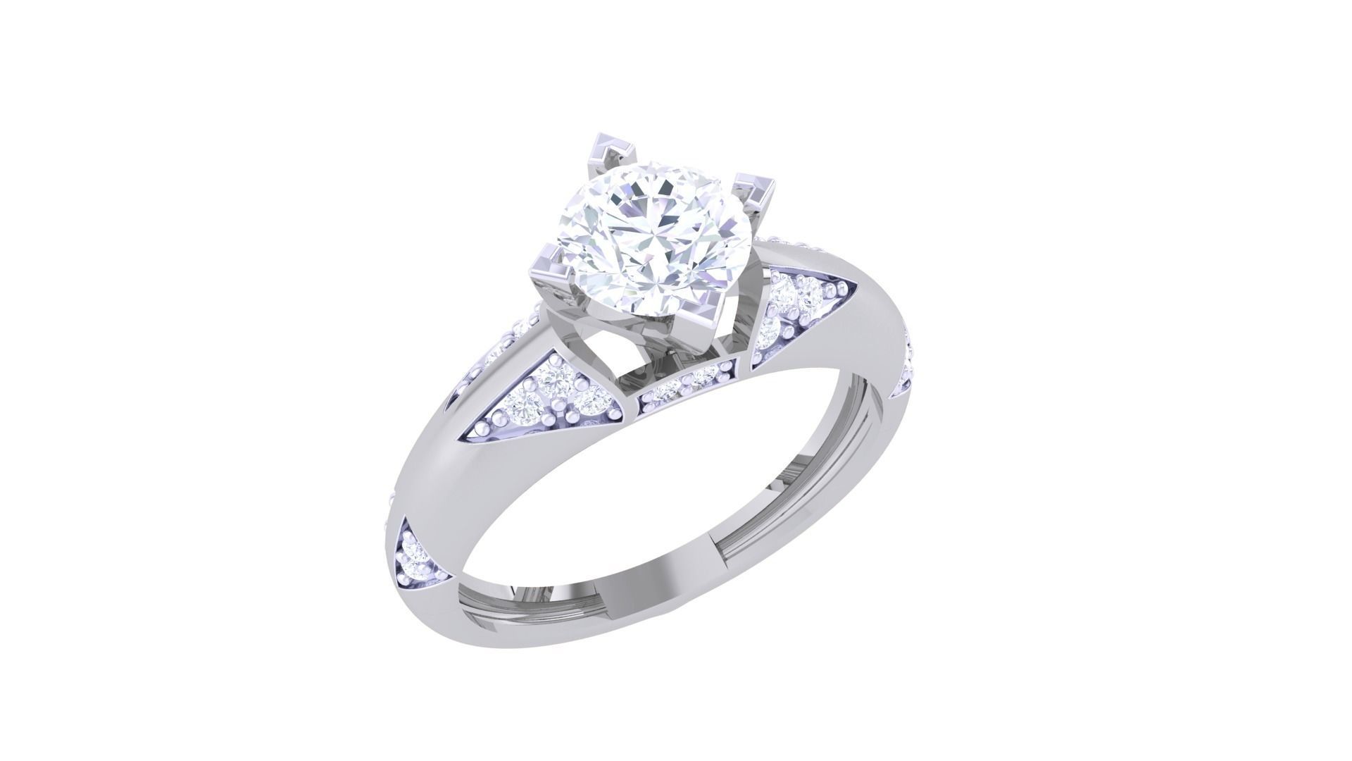 Women Solitaire Ring 3dm stl 3mf mtl gltf glb obj render 3D print model_6