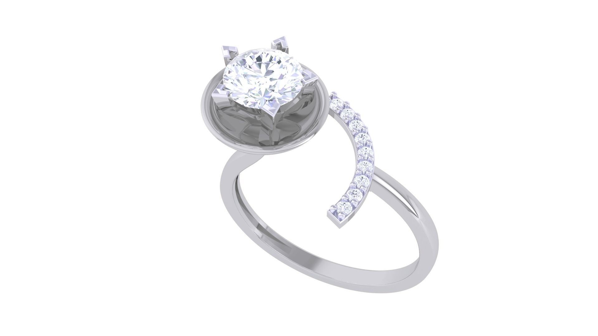 Women Solitaire Ring 3dm stl 3mf mtl gltf glb obj render 3D print model_5