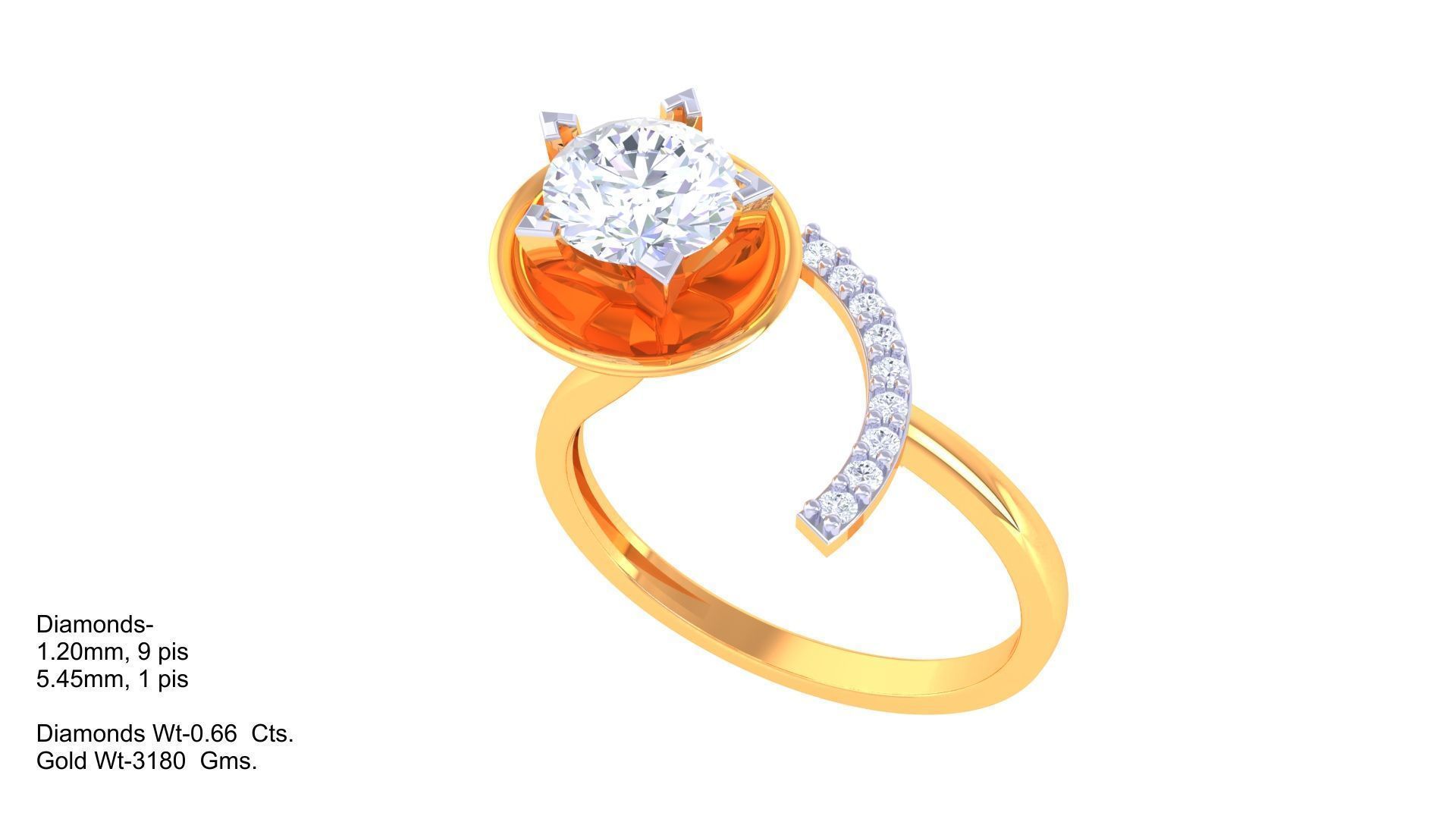 Women Solitaire Ring 3dm stl 3mf mtl gltf glb obj render 3D print model_2
