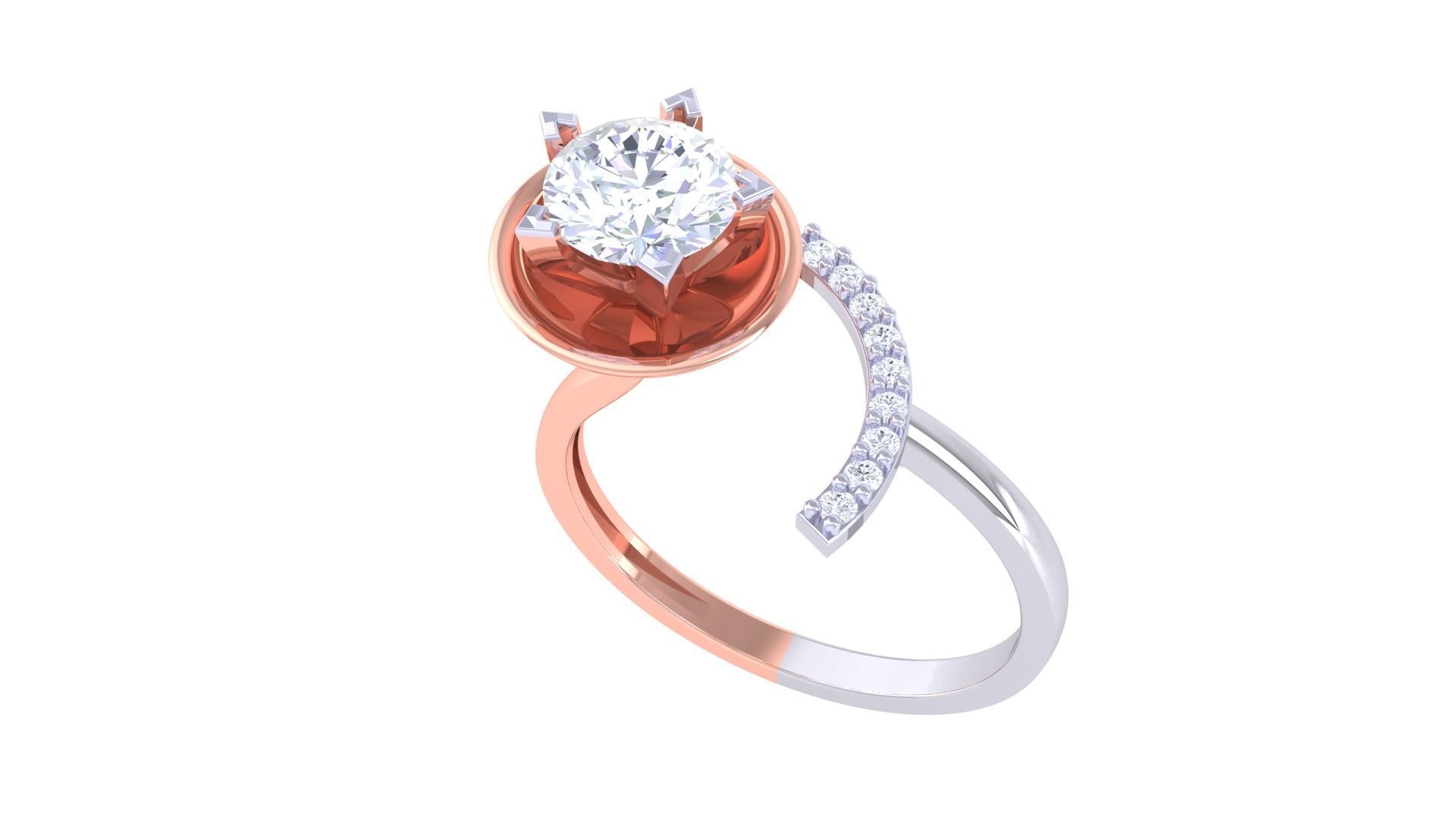 Women Solitaire Ring 3dm stl 3mf mtl gltf glb obj render 3D print model_1