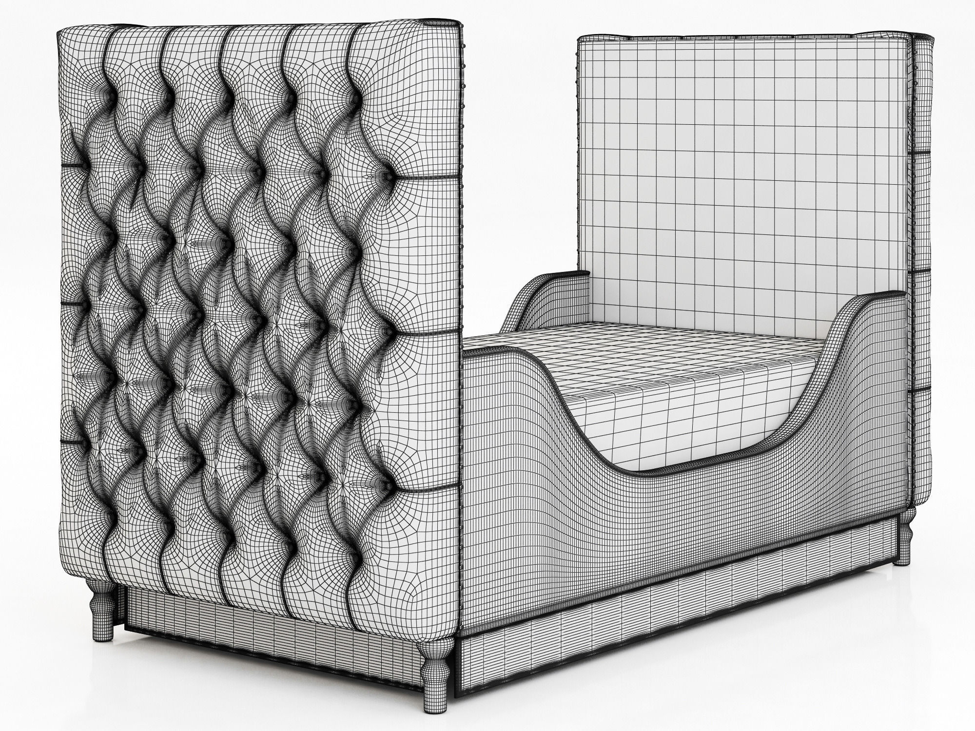 Restoration Hardware Chesterfield Tufted Crib 3D model_7