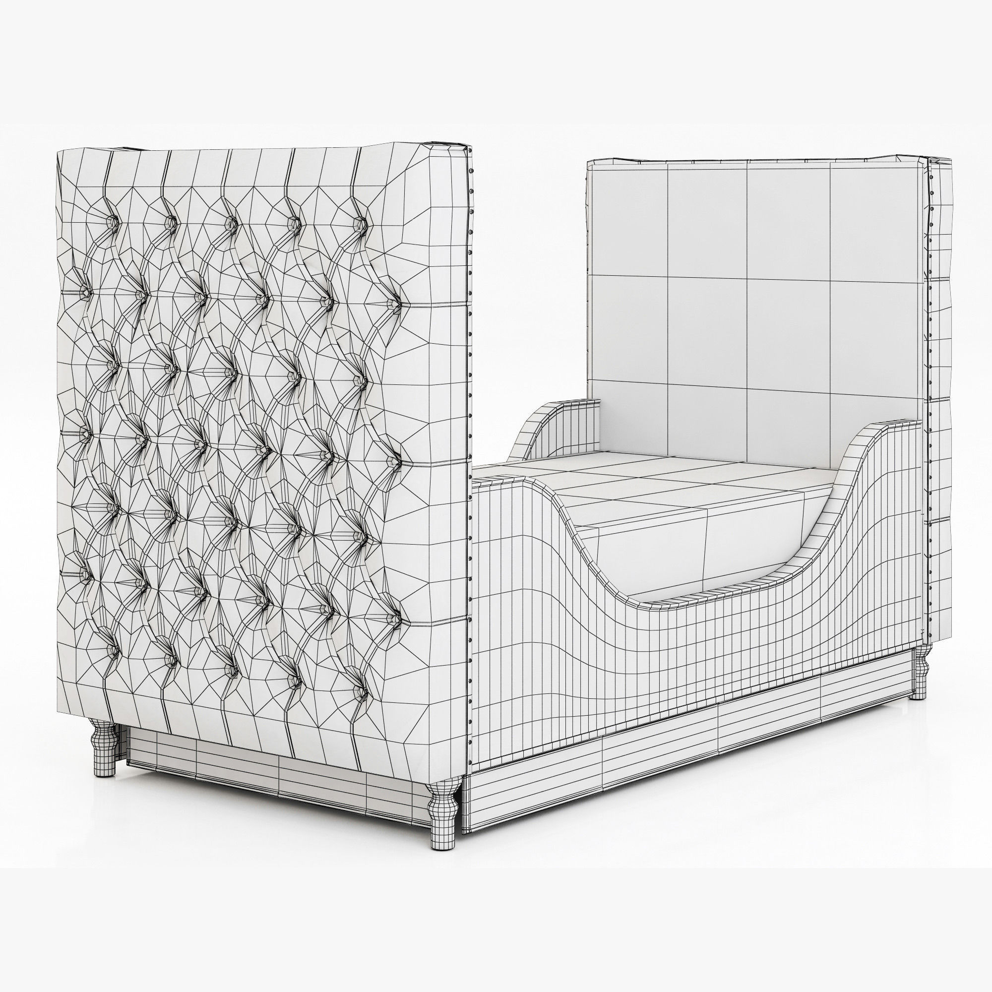 Restoration Hardware Chesterfield Tufted Crib 3D model_6