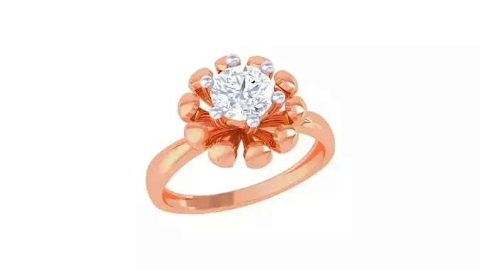 Women Mono Single Diamond Solitaire Ring 3dm stl renders details 3D print model