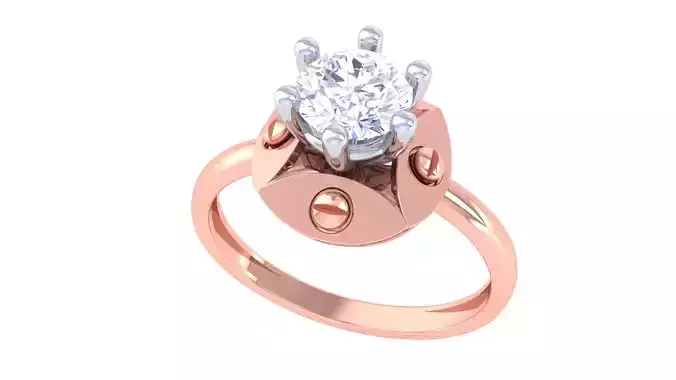 Women Mono Single Diamond Solitaire Ring 3dm stl renders details 3D print model