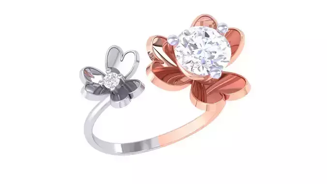 Women Solitaire Ring 3dm stl 3mf mtl gltf glb obj render 3D print model
