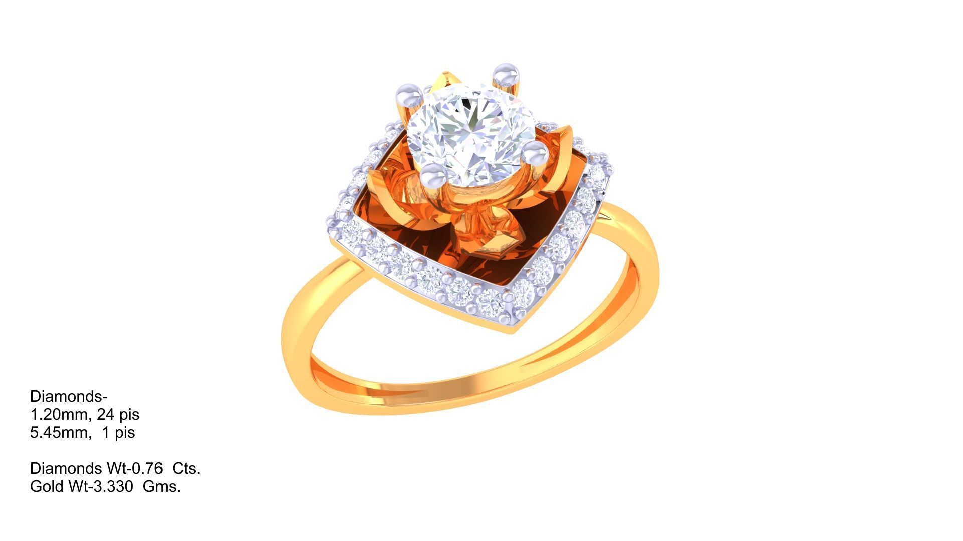 Women Solitaire Ring 3dm stl 3mf mtl gltf glb obj render 3D print model_1