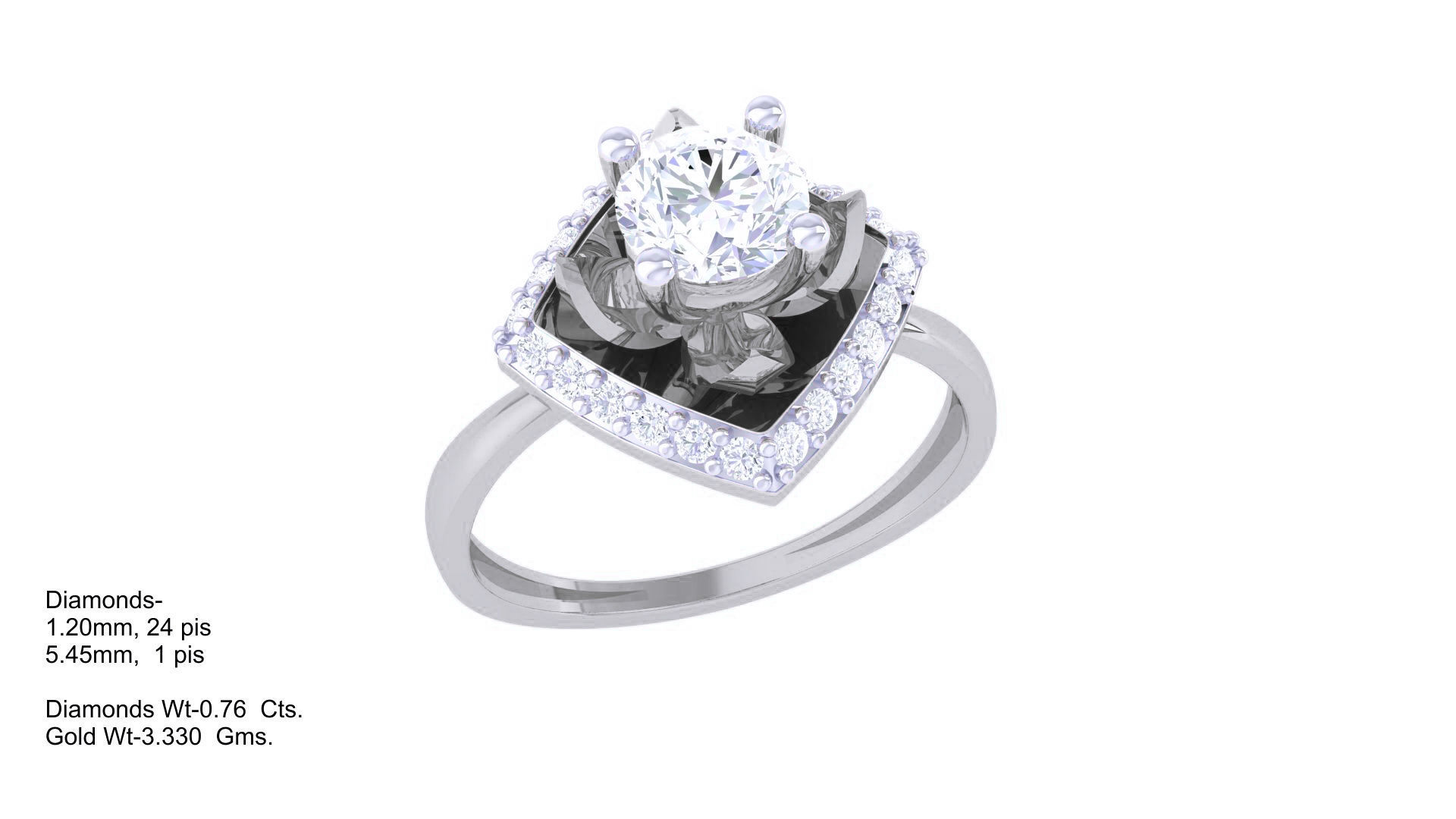 Women Solitaire Ring 3dm stl 3mf mtl gltf glb obj render 3D print model_2