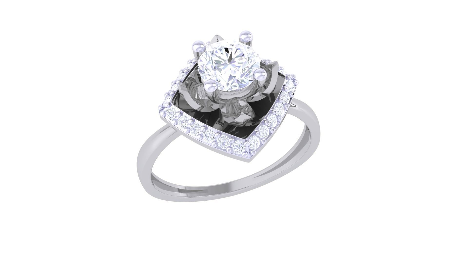 Women Solitaire Ring 3dm stl 3mf mtl gltf glb obj render 3D print model_5