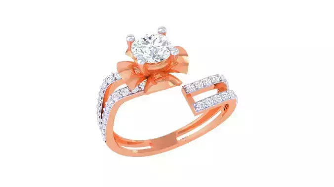 Women Solitaire Ring 3dm stl render detail