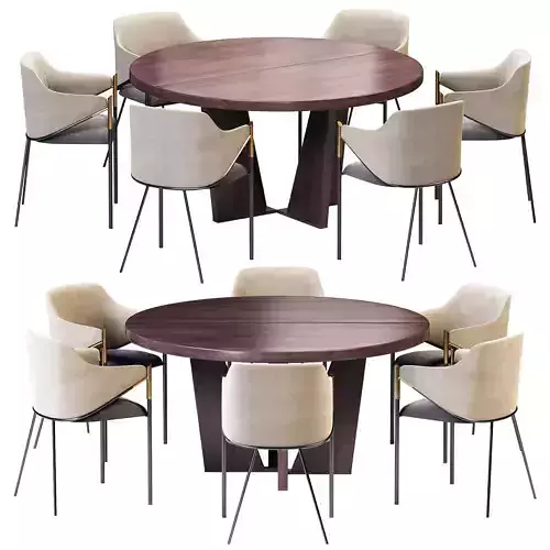 Bellagio Round Dining Table and Segis Hammer Armchair
