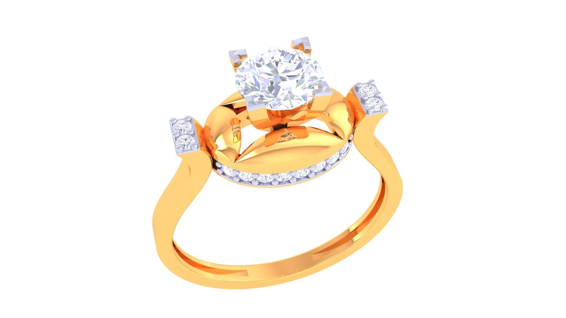 Women Solitaire Ring 3dm stl 3mf mtl gltf glb obj render 3D print model_6