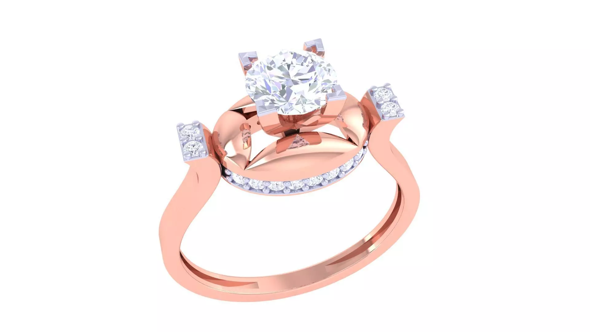 Women Solitaire Ring 3dm stl 3mf mtl gltf glb obj render 3D print model_0
