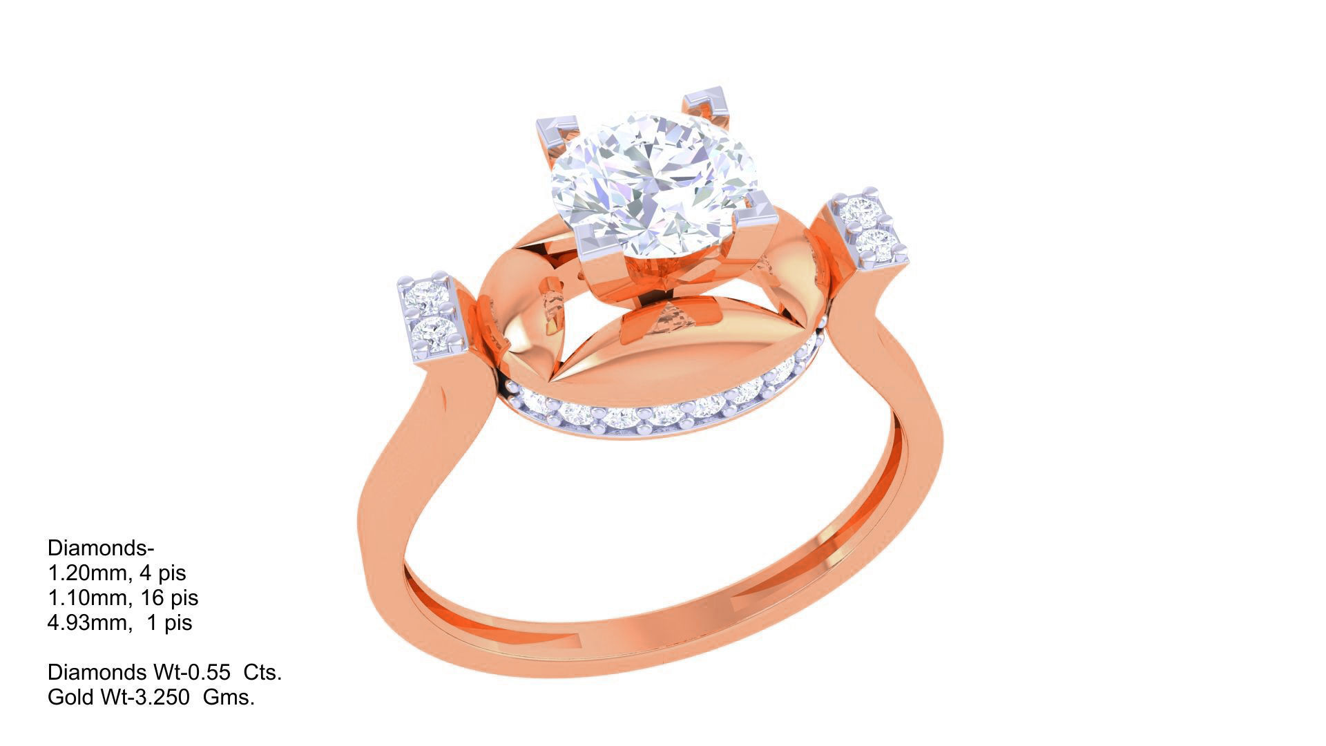 Women Solitaire Ring 3dm stl 3mf mtl gltf glb obj render 3D print model_3