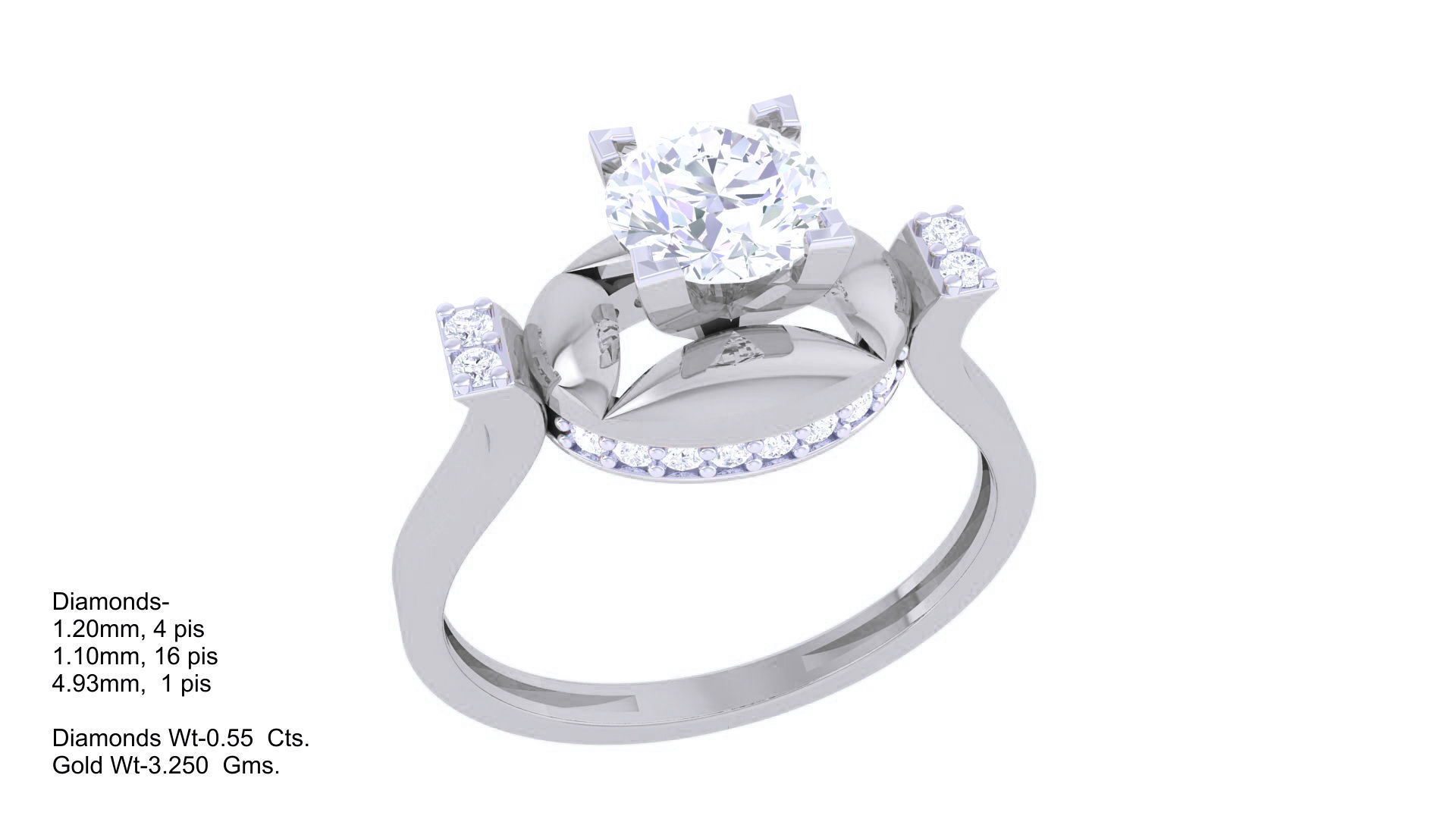 Women Solitaire Ring 3dm stl 3mf mtl gltf glb obj render 3D print model_2
