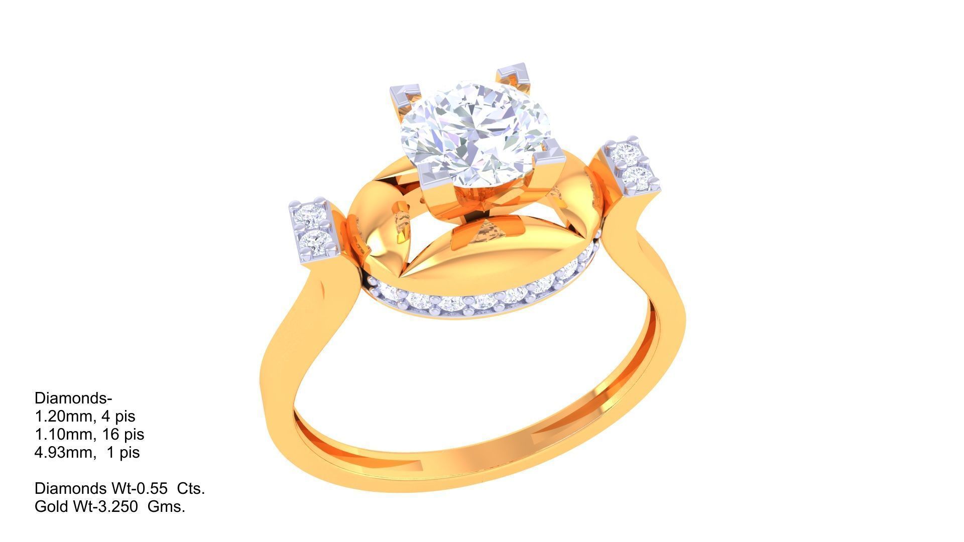 Women Solitaire Ring 3dm stl 3mf mtl gltf glb obj render 3D print model_1