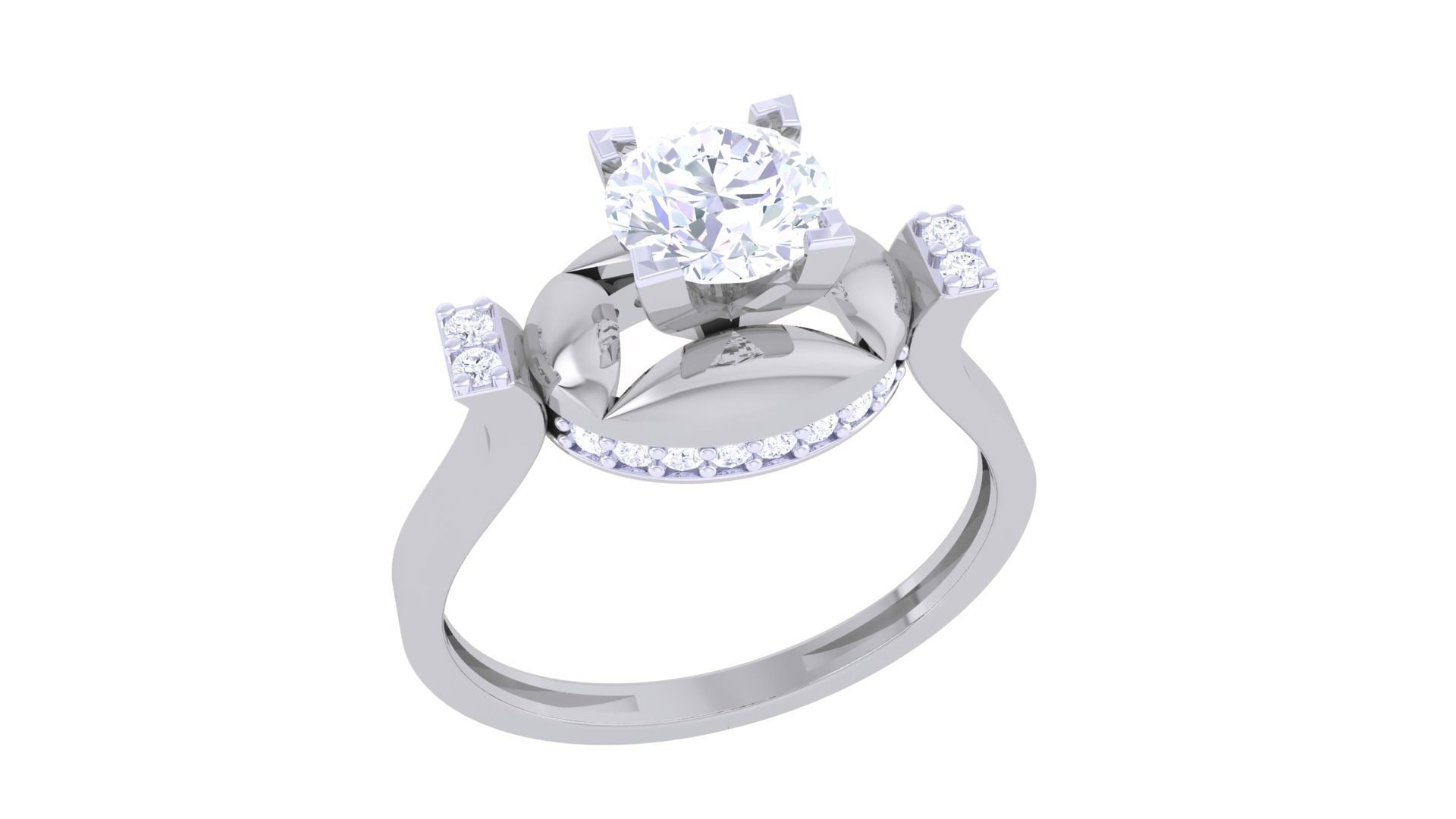 Women Solitaire Ring 3dm stl 3mf mtl gltf glb obj render 3D print model_4