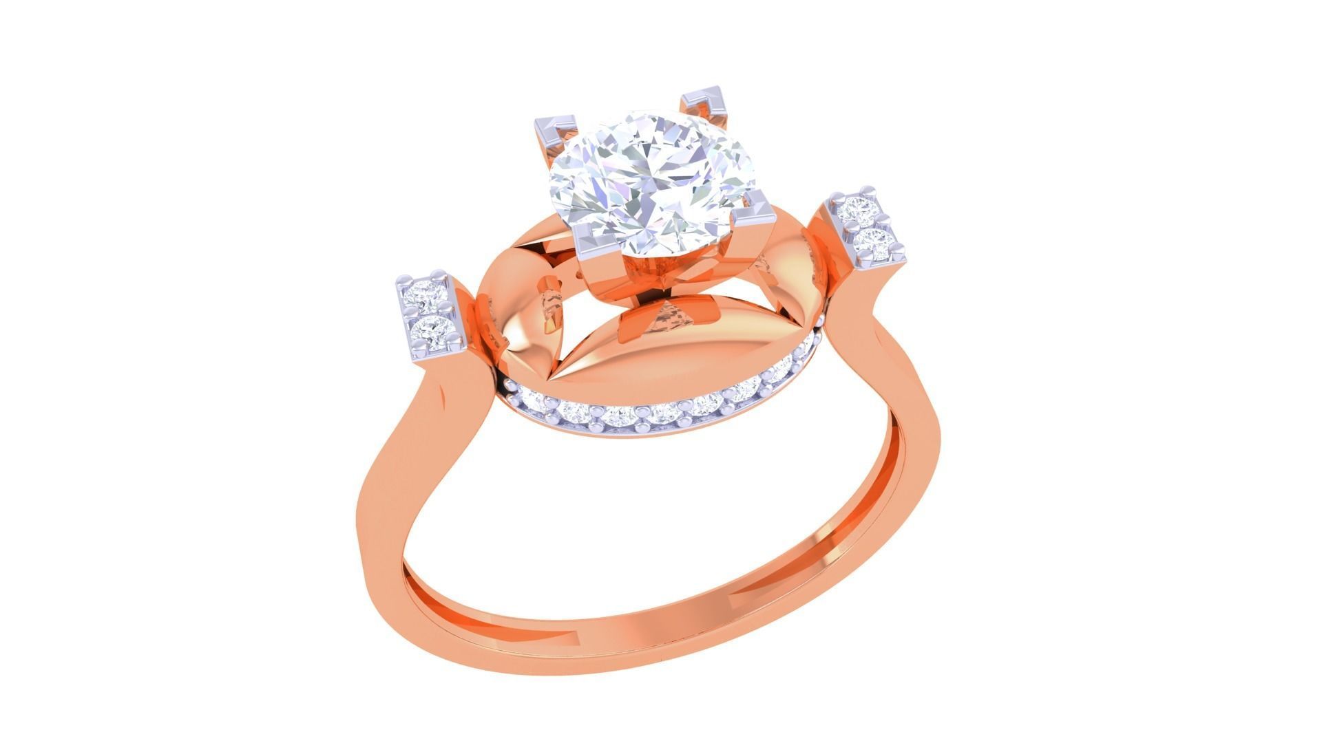 Women Solitaire Ring 3dm stl 3mf mtl gltf glb obj render 3D print model_5