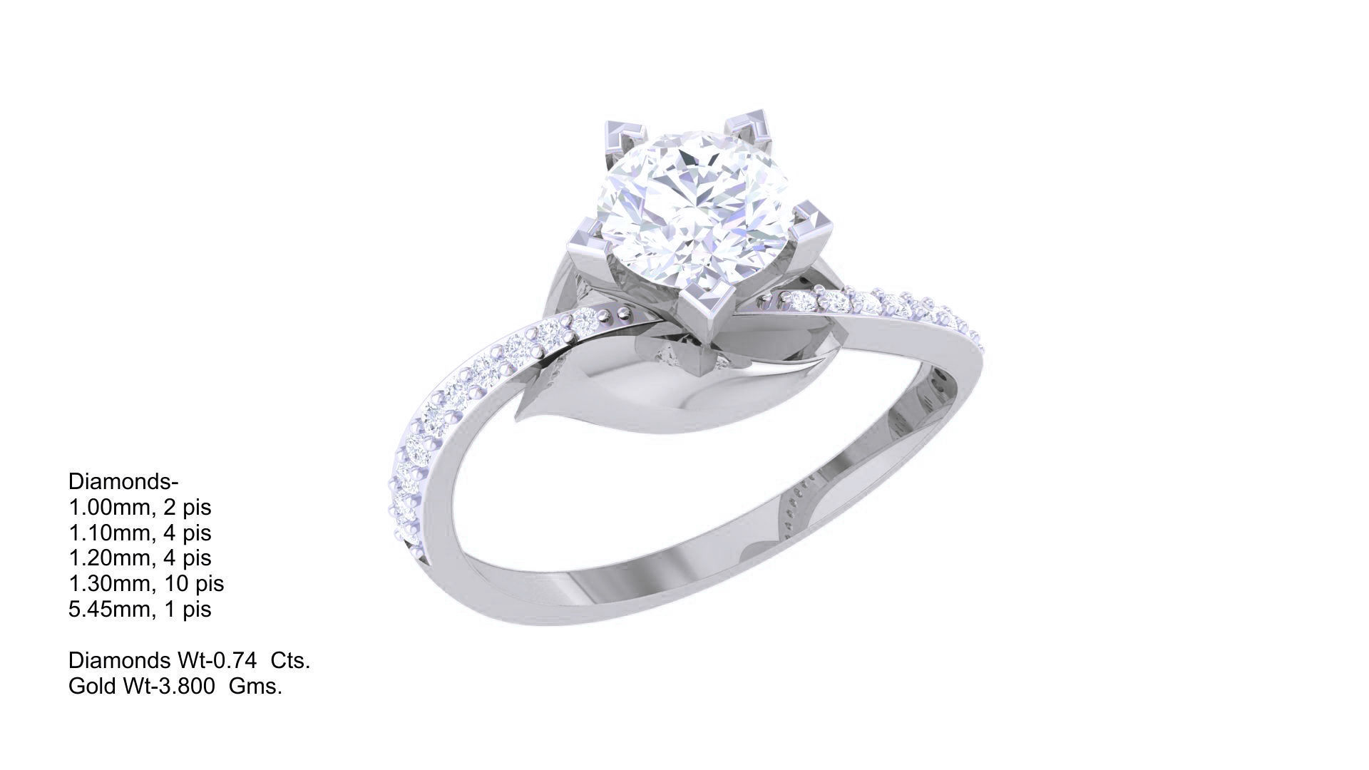 Women Solitaire Ring 3dm stl 3mf mtl gltf glb obj render 3D print model_3