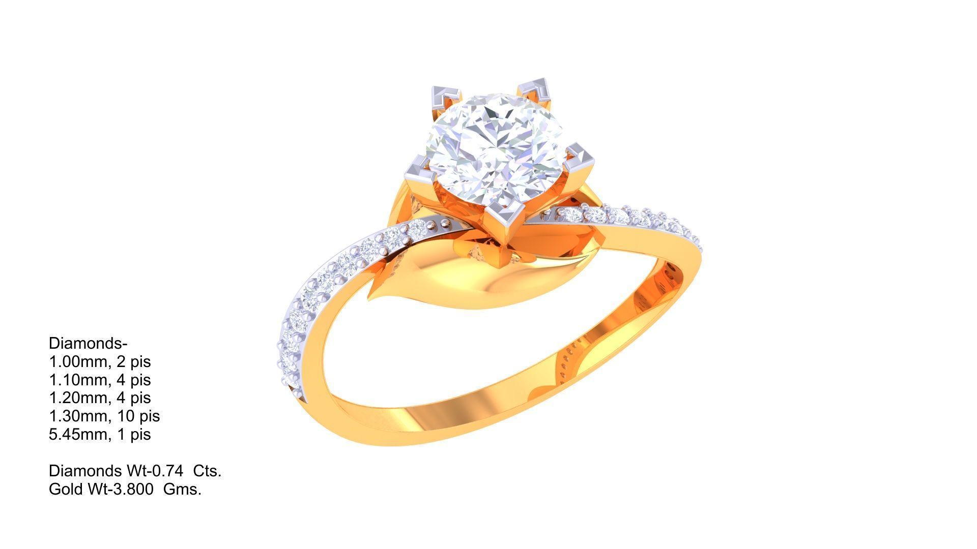 Women Solitaire Ring 3dm stl 3mf mtl gltf glb obj render 3D print model_2