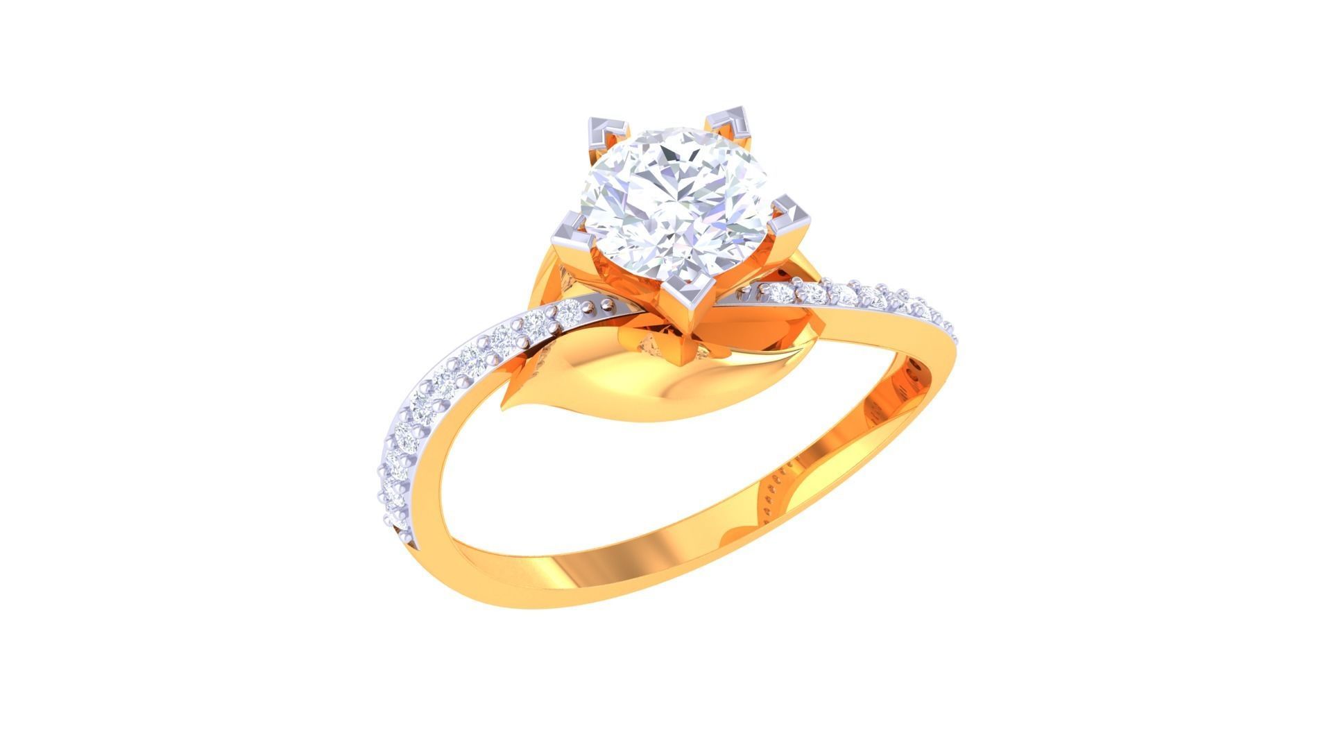Women Solitaire Ring 3dm stl 3mf mtl gltf glb obj render 3D print model_5