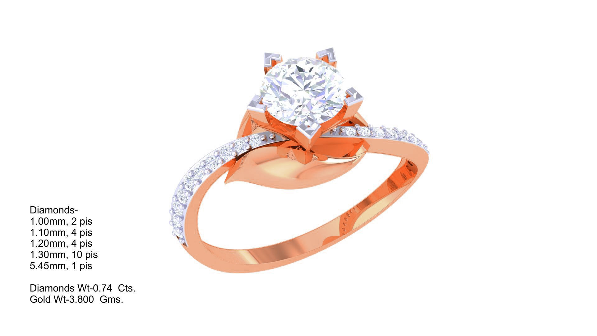 Women Solitaire Ring 3dm stl 3mf mtl gltf glb obj render 3D print model_4