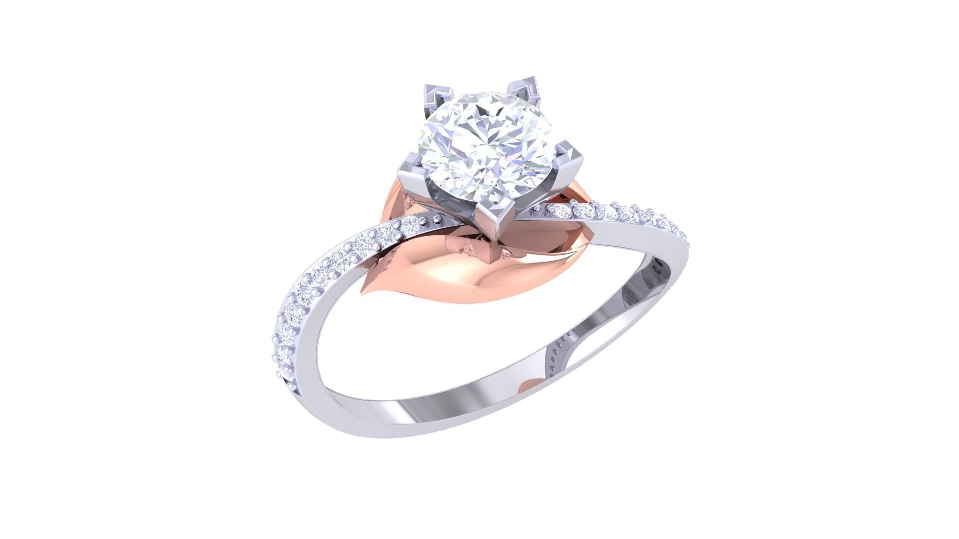 Women Solitaire Ring 3dm stl 3mf mtl gltf glb obj render 3D print model_1