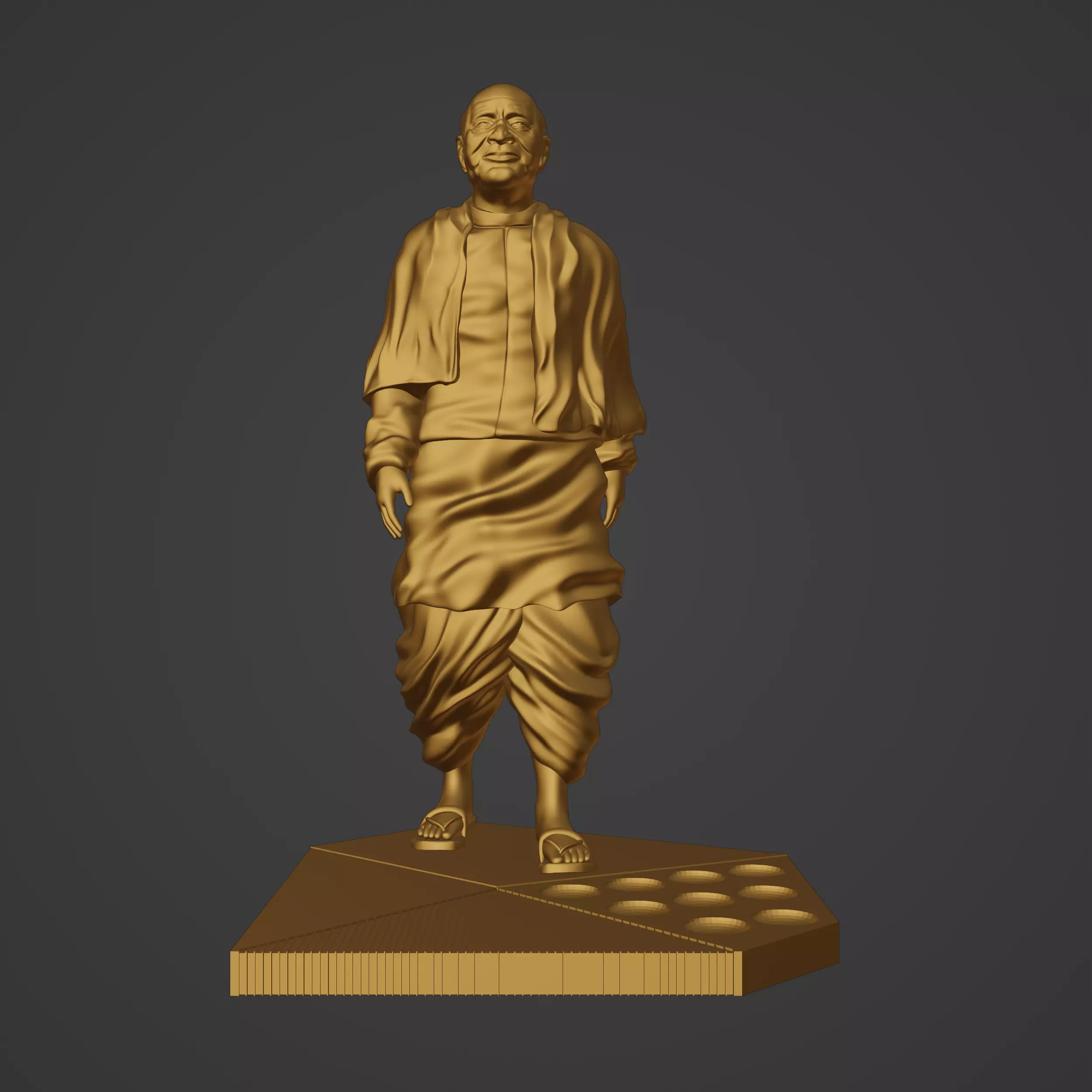 Statue of Unity or sardar patel Low-poly 3D model_0