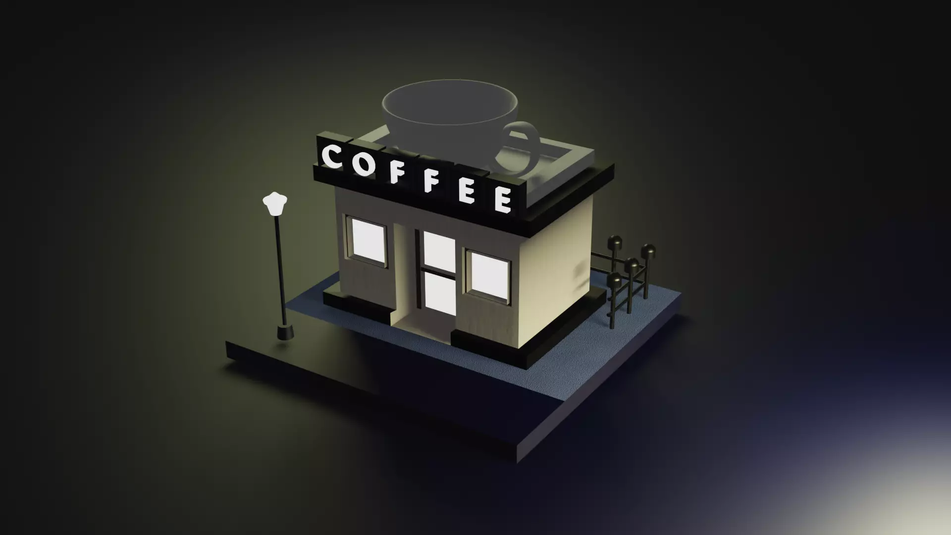 Coffee shop Free 3D model_0
