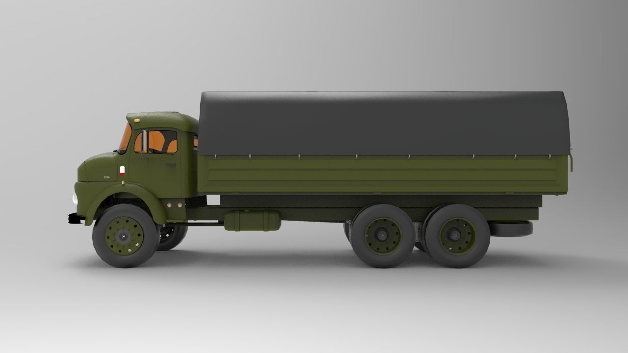 Old Mercedes Benz Military Truck 3D model_3