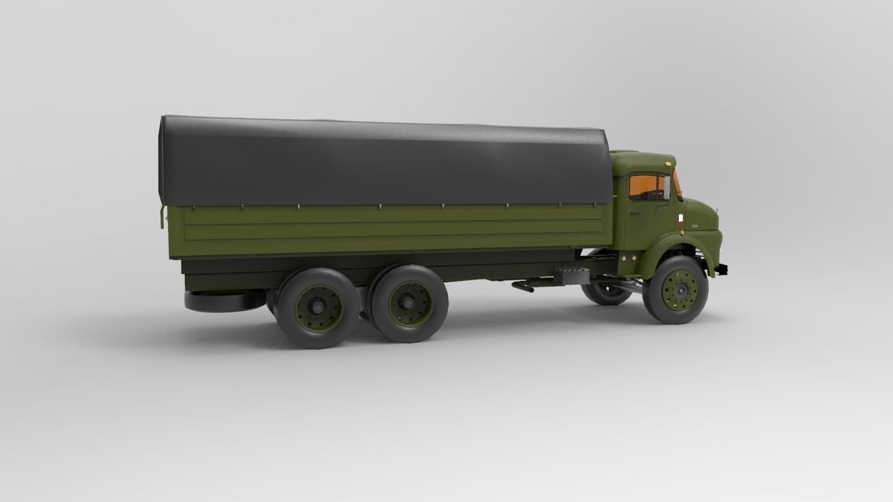 Old Mercedes Benz Military Truck 3D model_4
