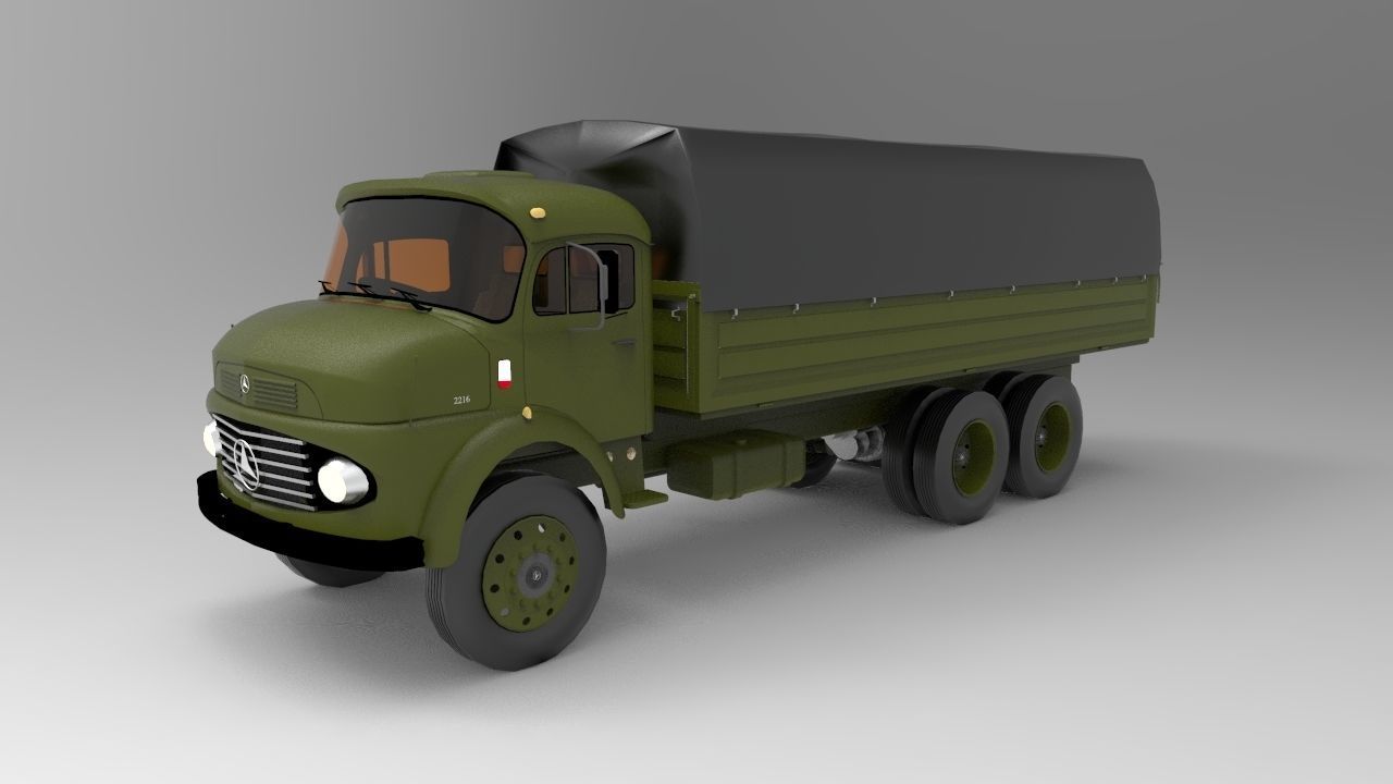 Old Mercedes Benz Military Truck 3D model_7
