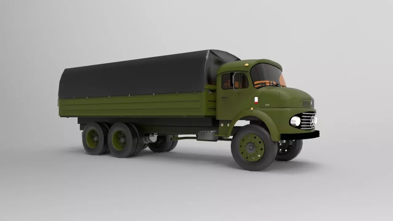 Old Mercedes Benz Military Truck 3D model_0