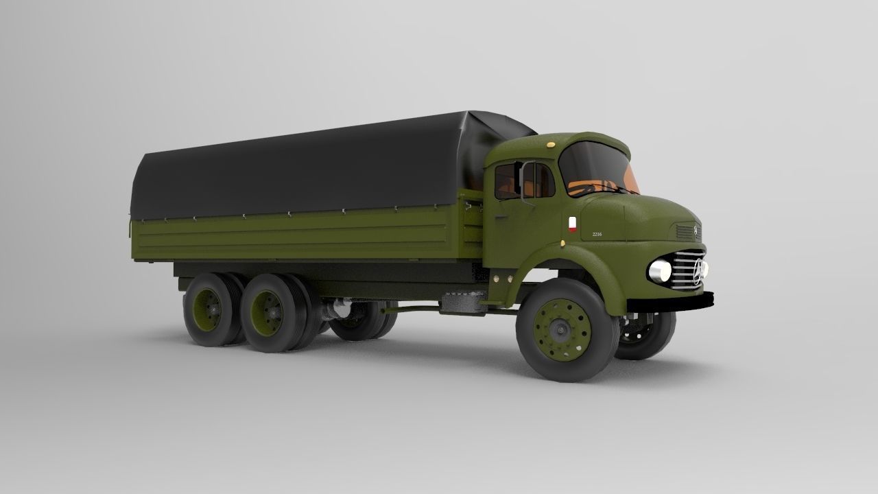 Old Mercedes Benz Military Truck 3D model_5