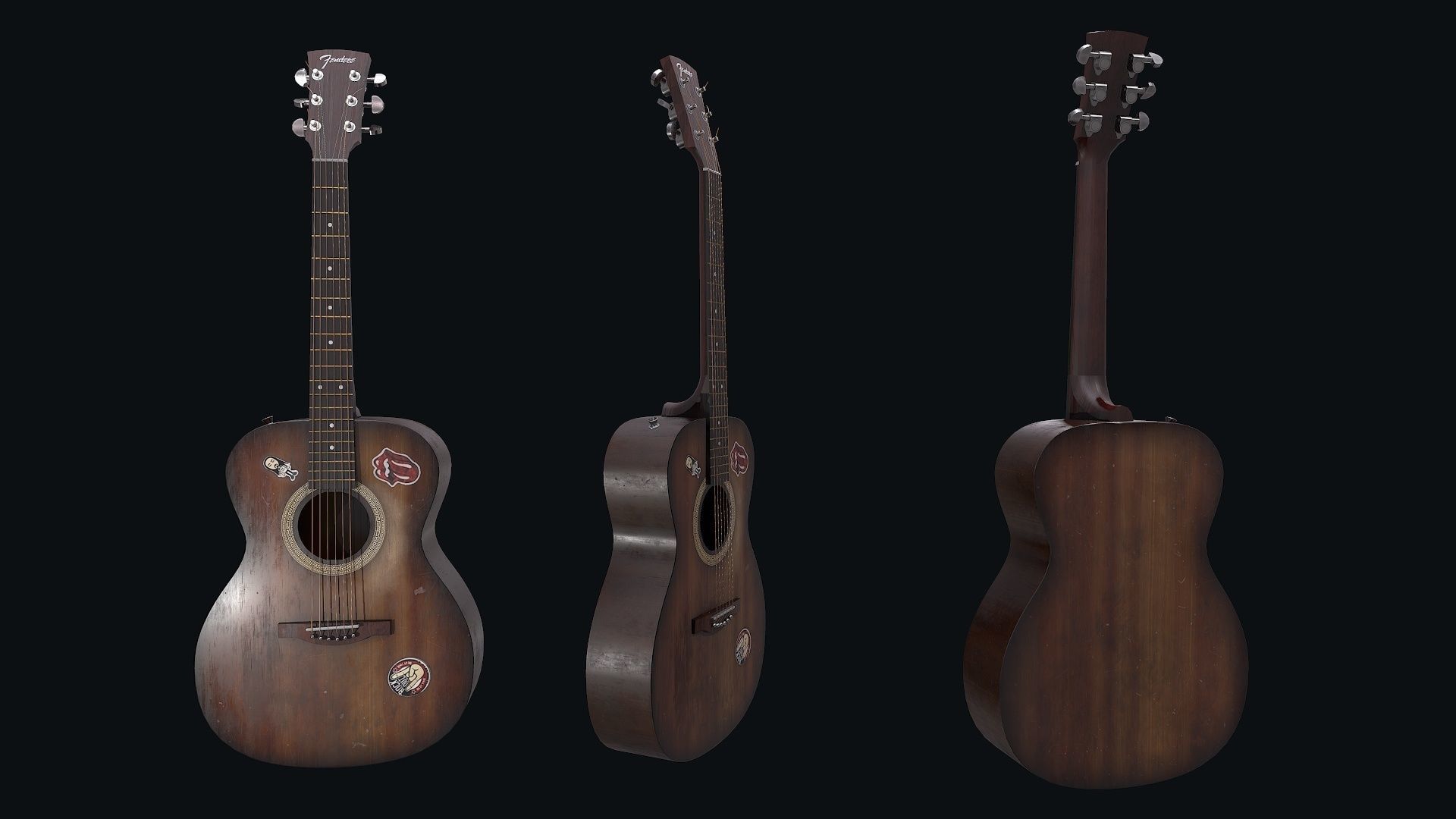 Guitar Low-poly 3D model_4