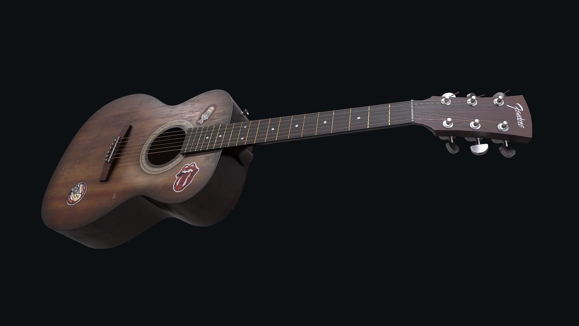 Guitar Low-poly 3D model_1
